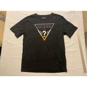 Guess Shirt Mens Medium Black Los Angeles Triangle Graphic Logo